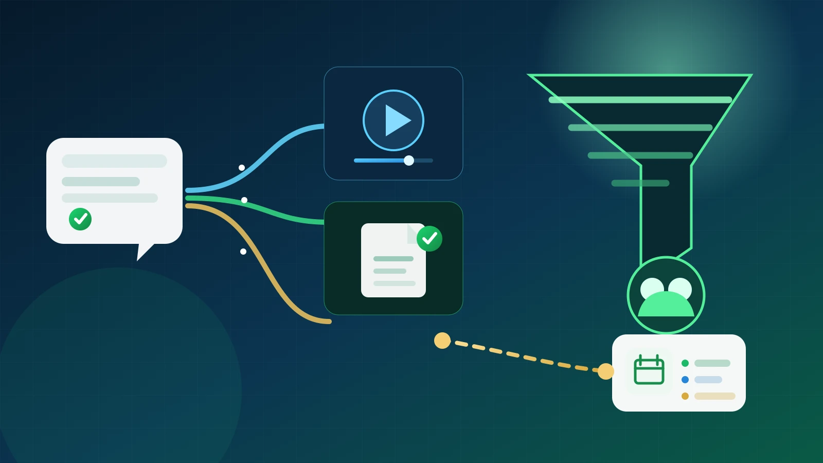 Smart funnel CRM connecting WhatsApp, video, PDF activity, intent signals, follow-ups and appointment booking.