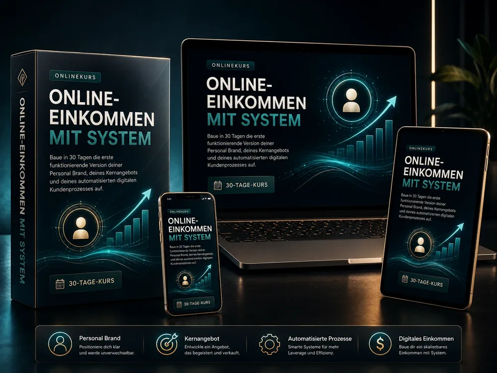 Premium-Kursmockup Online-Einkommen mit System