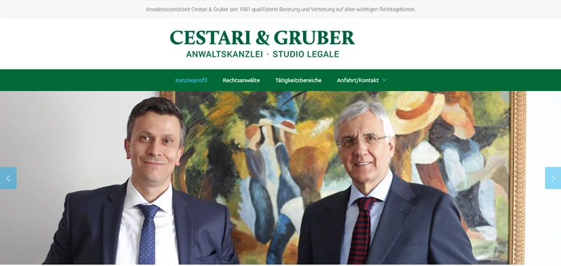 Cestari & Gruber · Kanzleiauftritt · Desktopansicht · DE