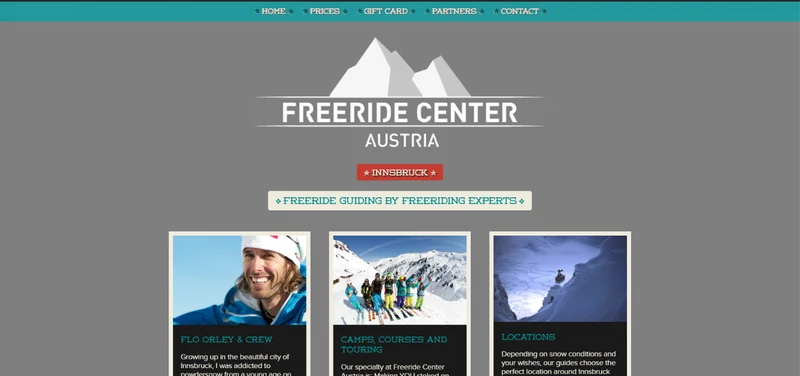 Freeride Center Austria · Desktopansicht · EN