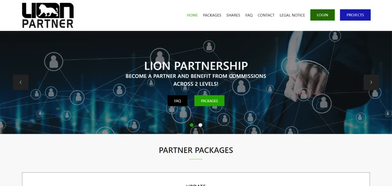 Lion Partner · Partnerprogramm · Desktopansicht · EN