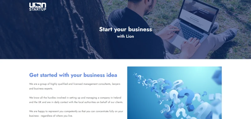 Lion StartUp · Desktopansicht · EN