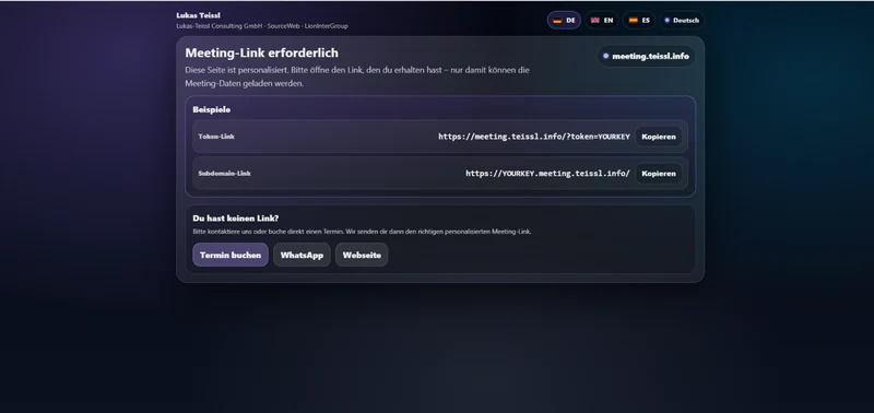 Meeting · Persönliche Besprechungslinks · Desktopansicht · DE