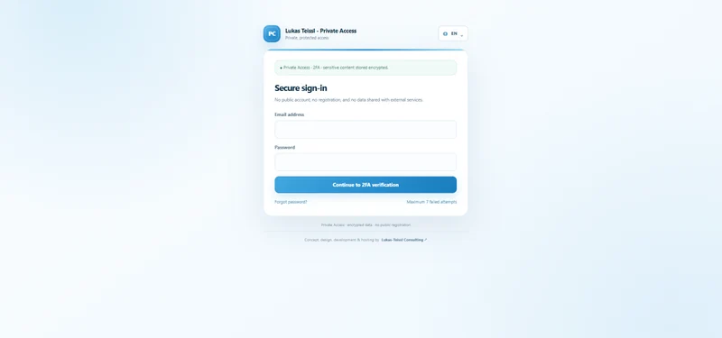 Private Access · Desktopansicht · EN