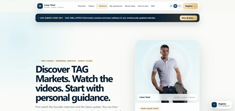 TAG Markets · Information and Webinar Website – Public project view (EN)