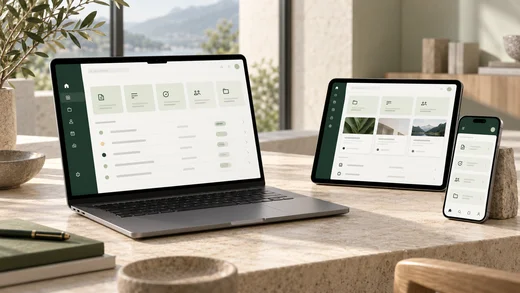 Comitas AG · Application views across devices · Illustration