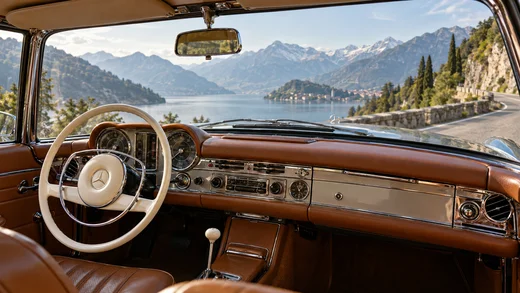 Mercedes-Benz · Classic car interior · Illustration
