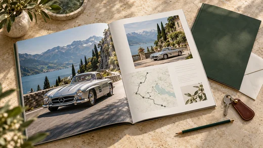 Mercedes-Benz · Travel routes and vehicle presentation · Illustration