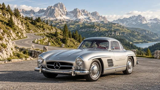 Mercedes-Benz · Car illustration in a mountain setting · Illustration