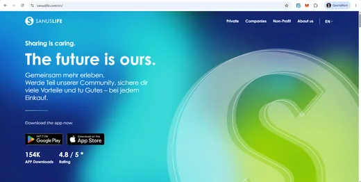 SanusLife · Vista del sitio: SanusLife · Vista del sitio web