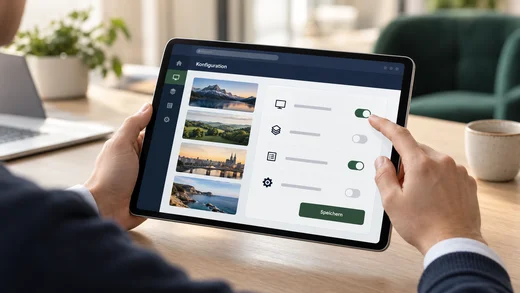 UPC · Settings on a tablet · Illustration