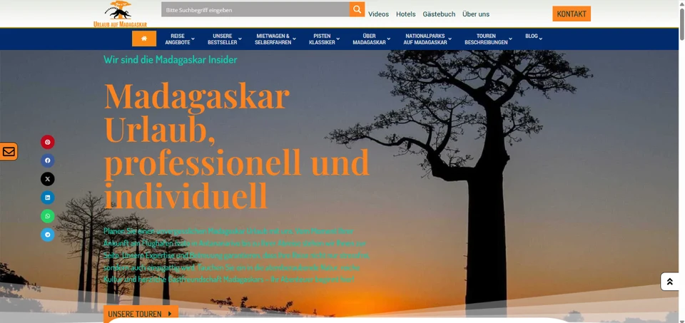 Urlaub auf Madagaskar · Website view: Urlaub auf Madagaskar · Website view