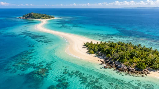 Urlaub auf Madagaskar · Coast and island illustration · Illustration
